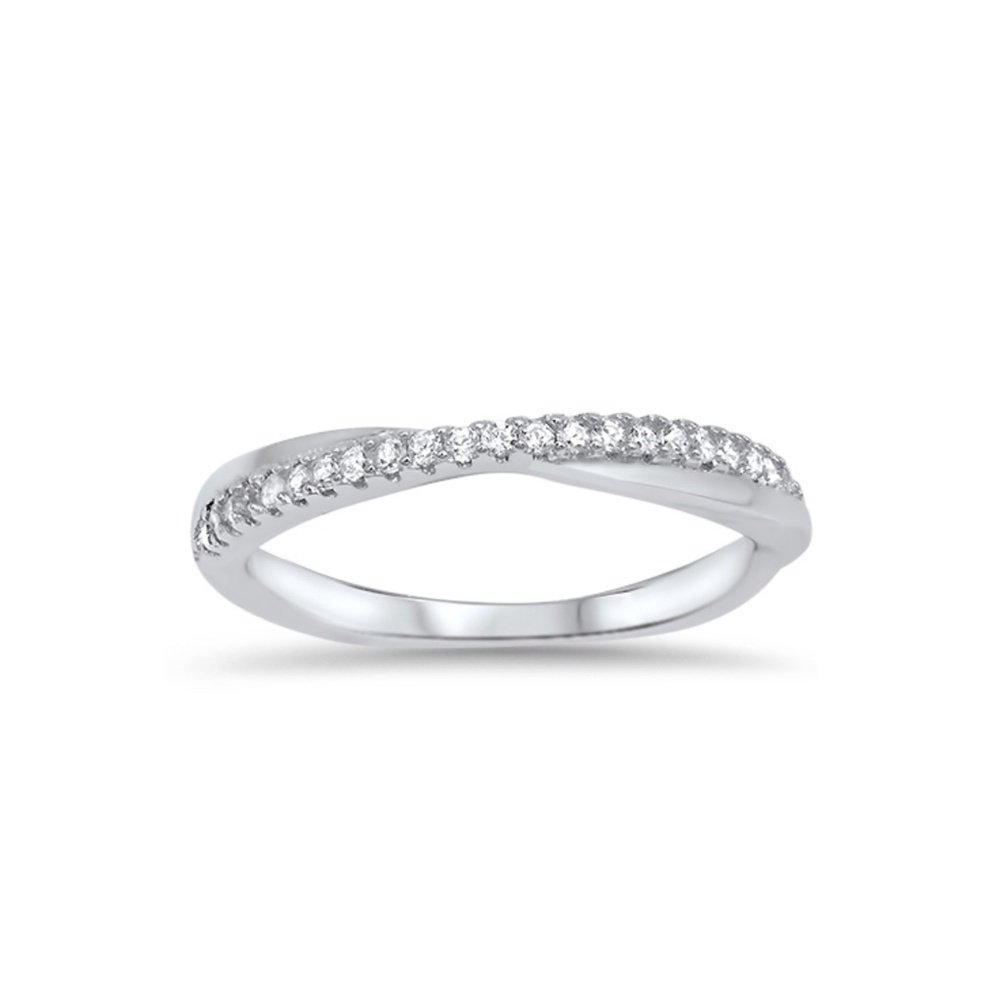 Sterling Silver Crossover Band Ring